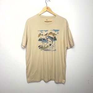 Woolrich Men's T-Shirt with Fish and Mountain Print